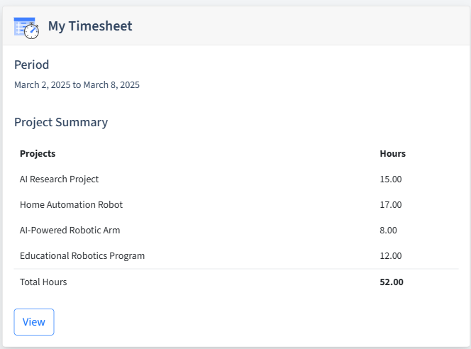 Robotics Timesheet Dashboard