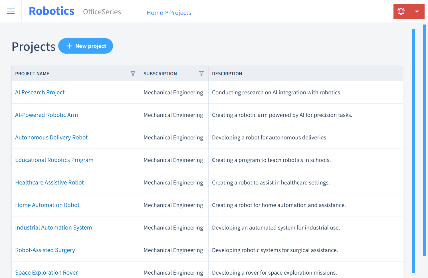 Robotics Timesheet Projects