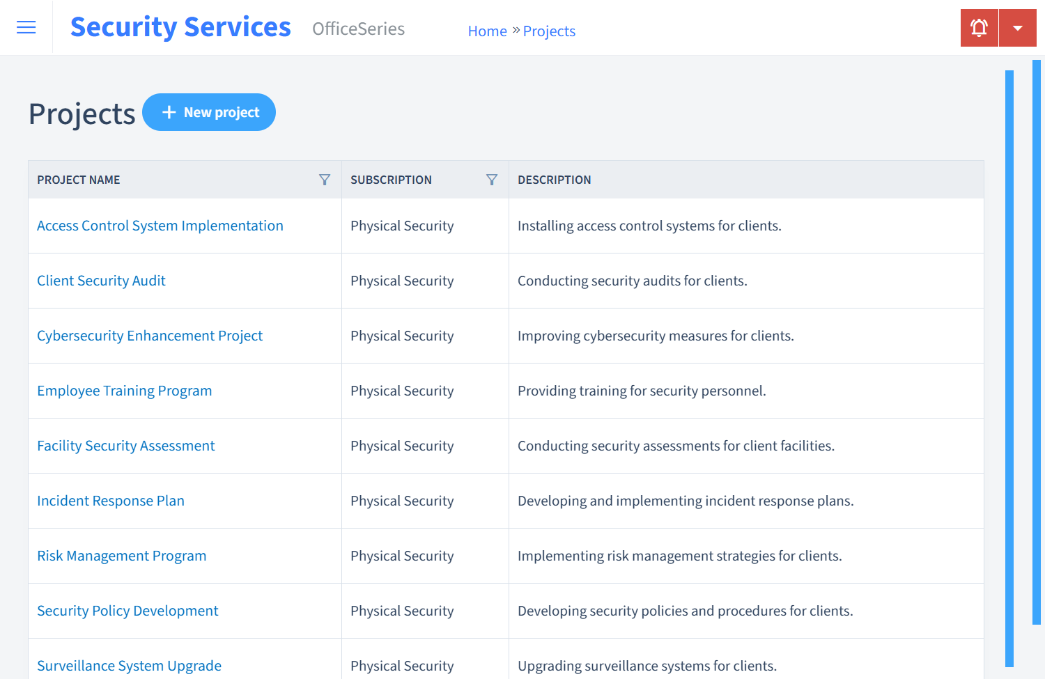 Security Services Timesheet Projects