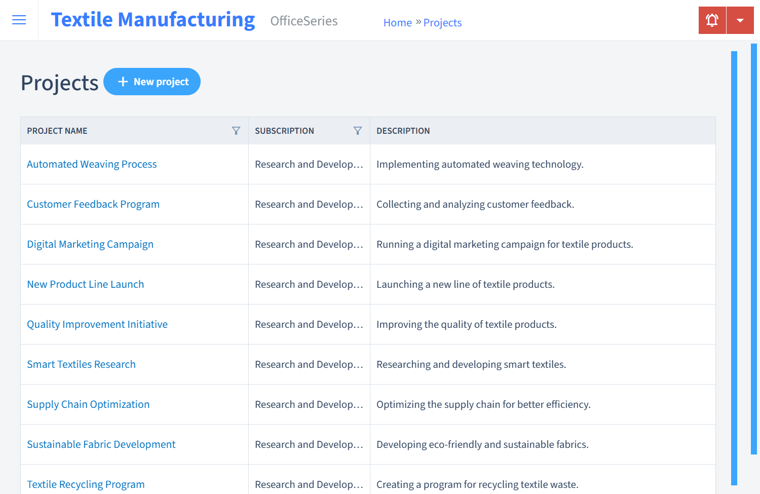 Textile Manufacturing Timesheet Projects