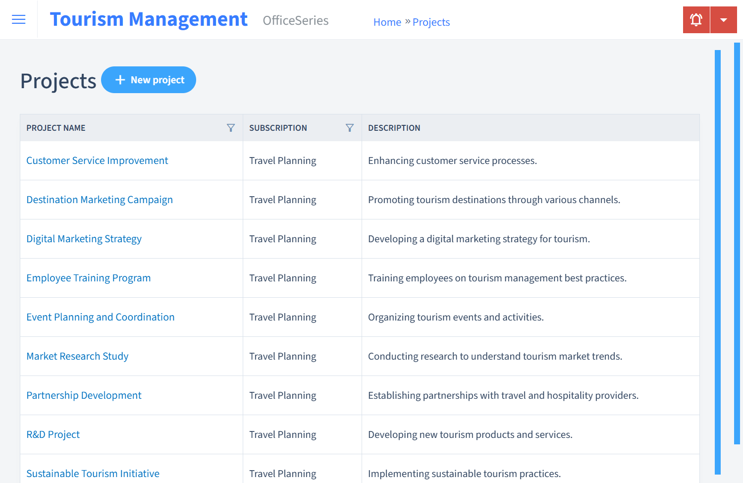 Tourism Management Timesheet Projects