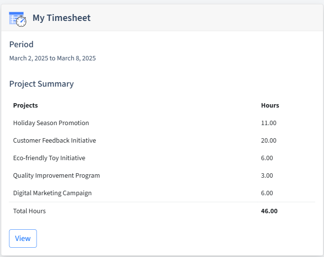 Toy Manufacturing Timesheet Dashboard