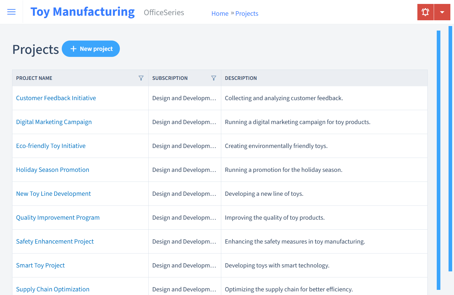 Toy Manufacturing Timesheet Projects