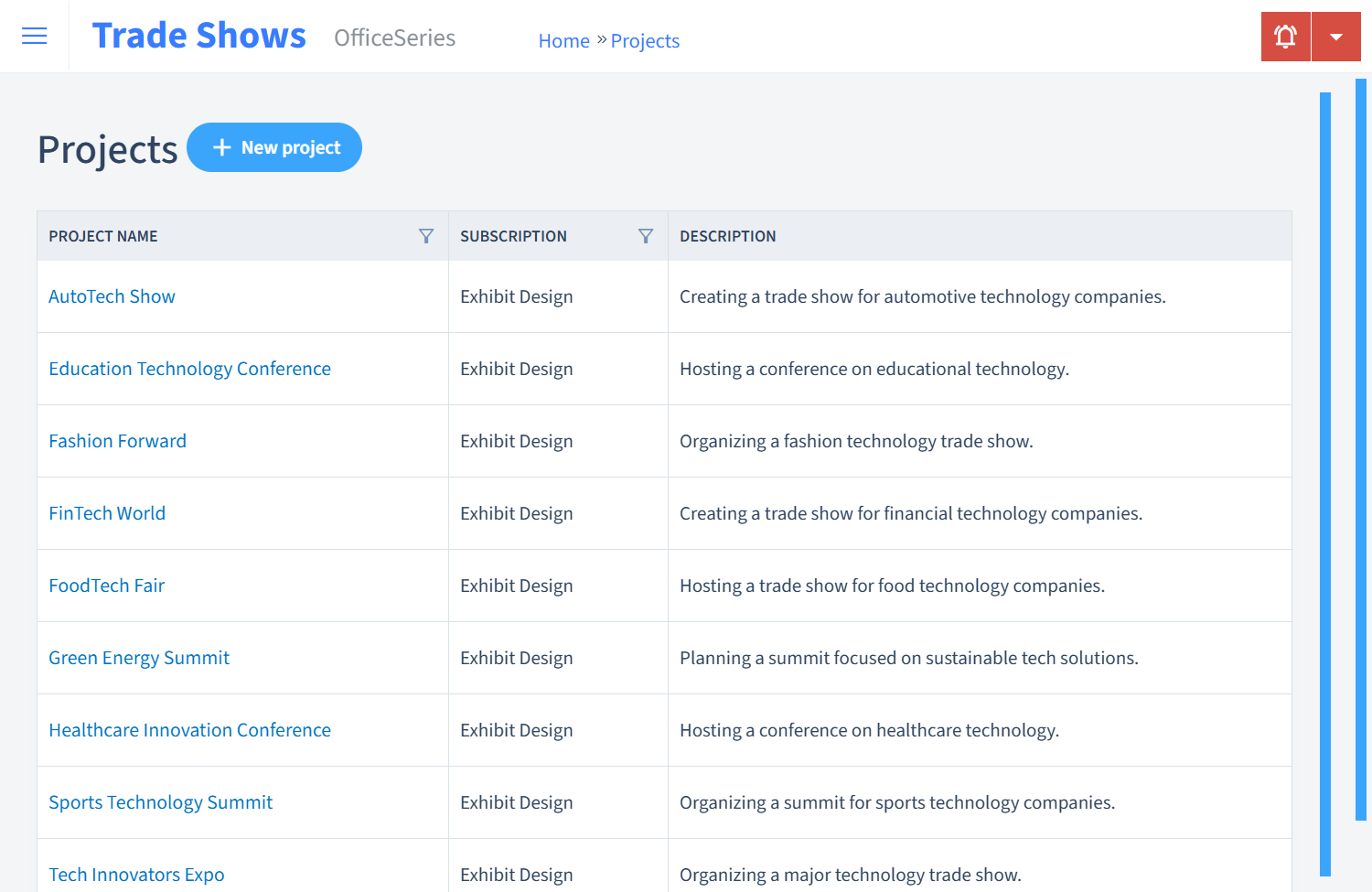 Trade Shows Timesheet Projects