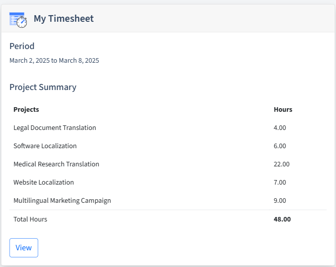 Translation Services Timesheet Dashboard