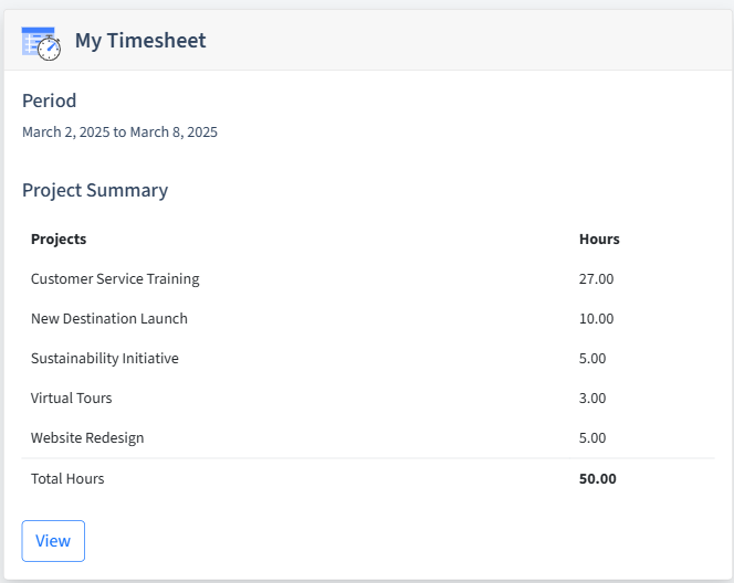 Travel Agencies Timesheet Dashboard