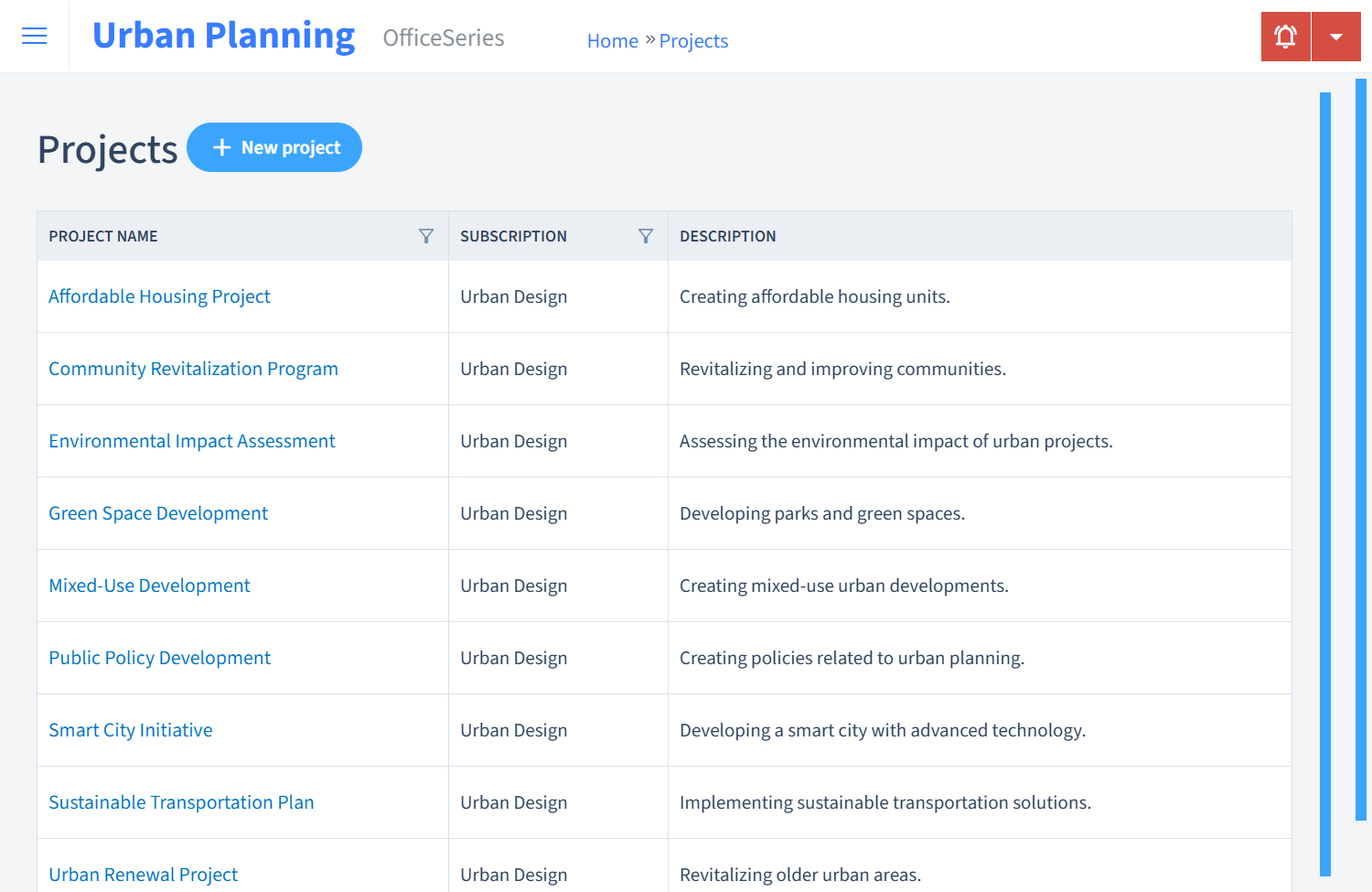 Urban Planning Timesheet Projects