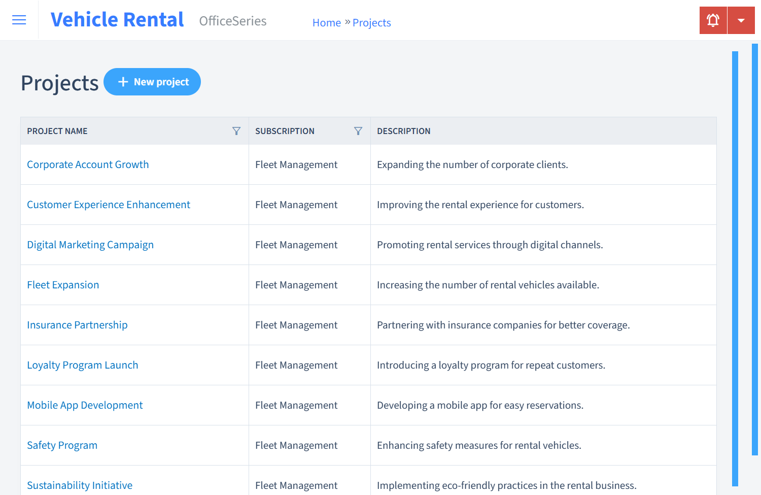 Vehicle Rental Timesheet Projects