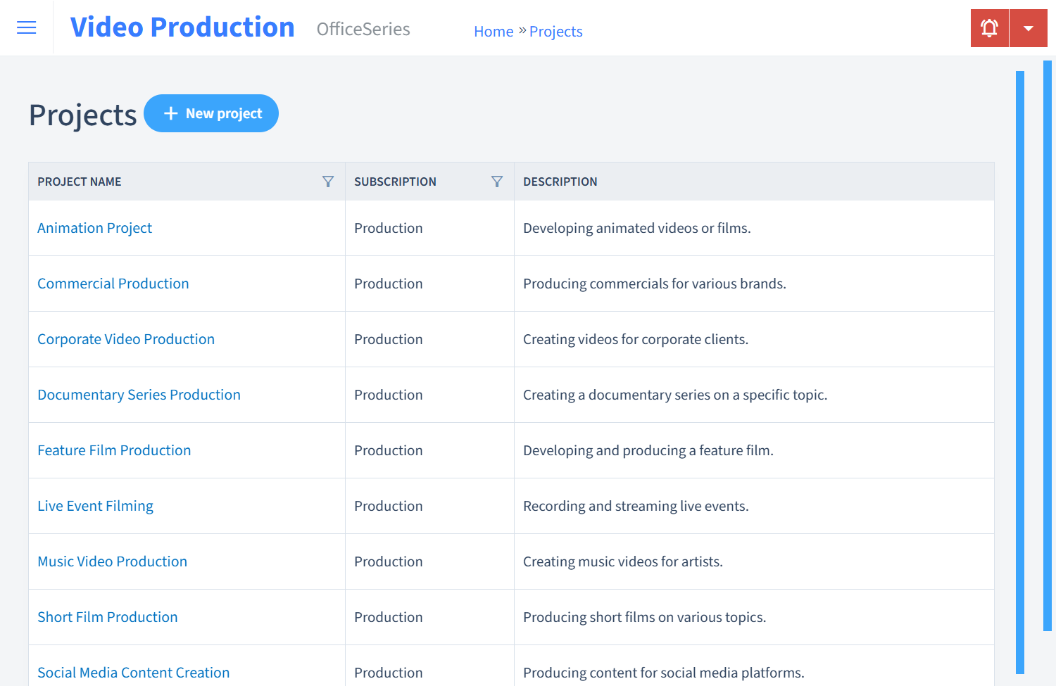 Video Production Timesheet Projects