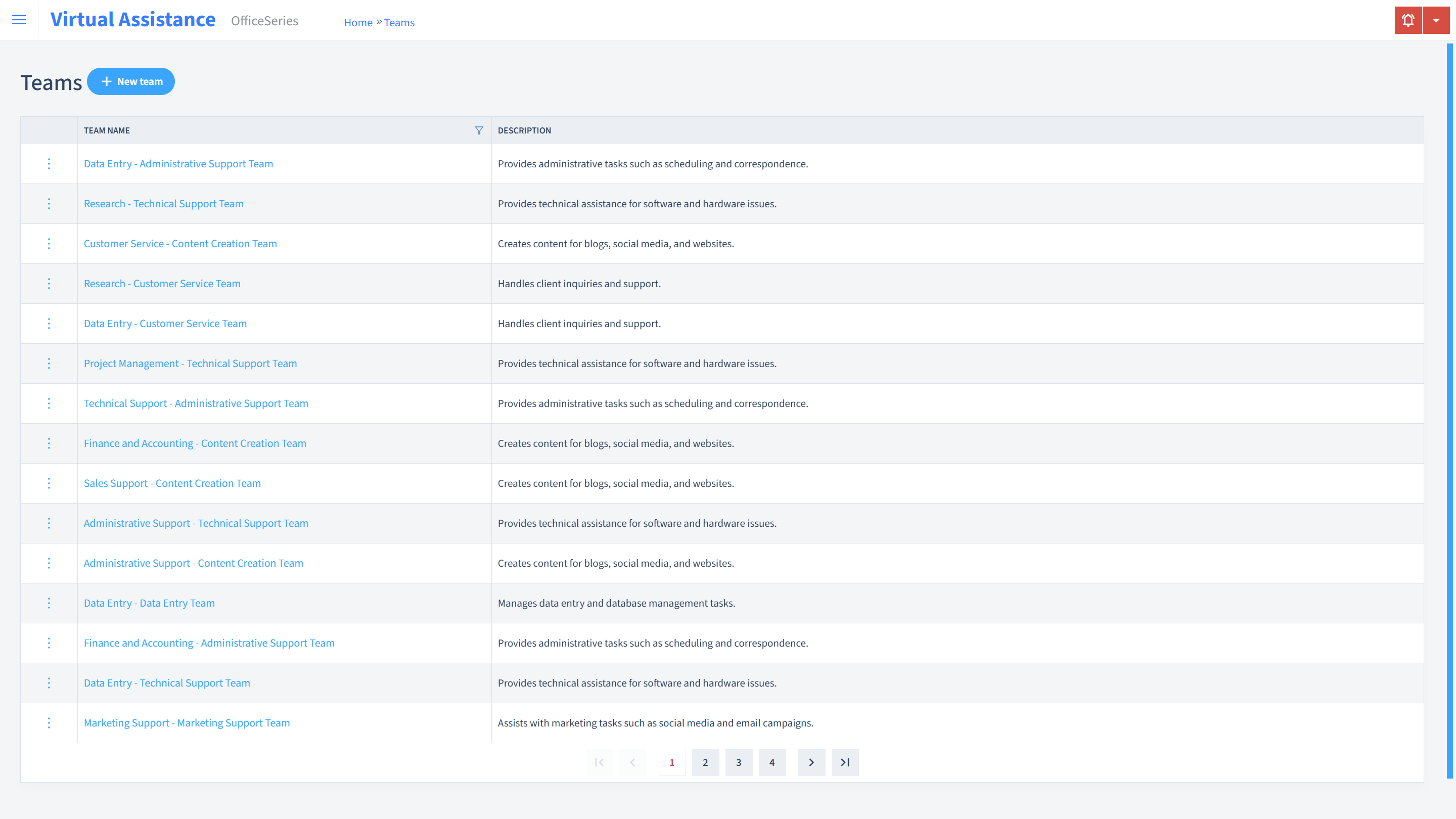 Virtual Assistance Timesheet Teams