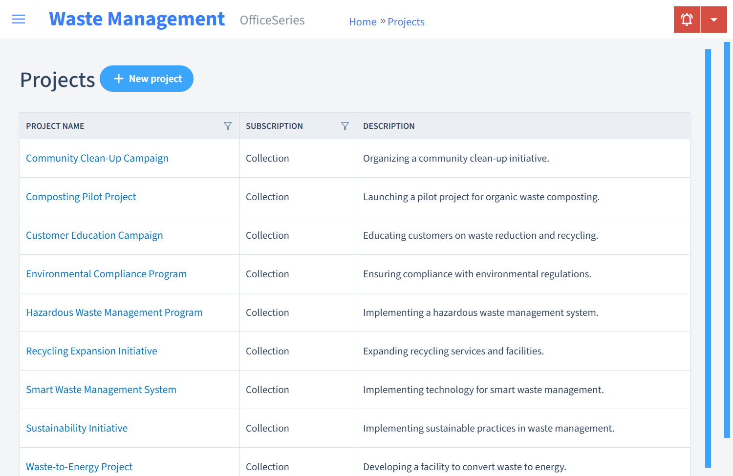 Waste Management Timesheet Projects