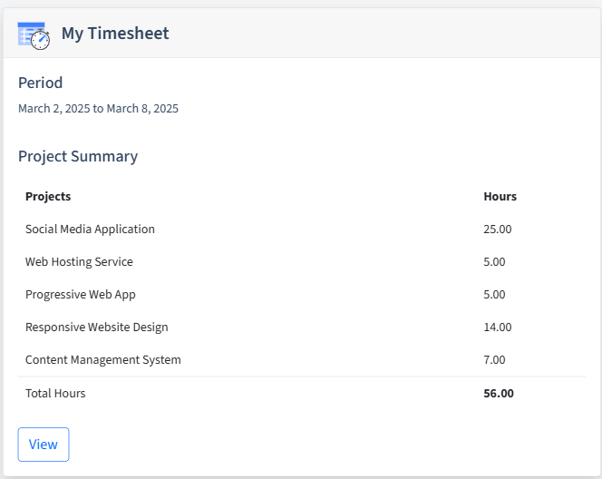 Web Development Timesheet Dashboard