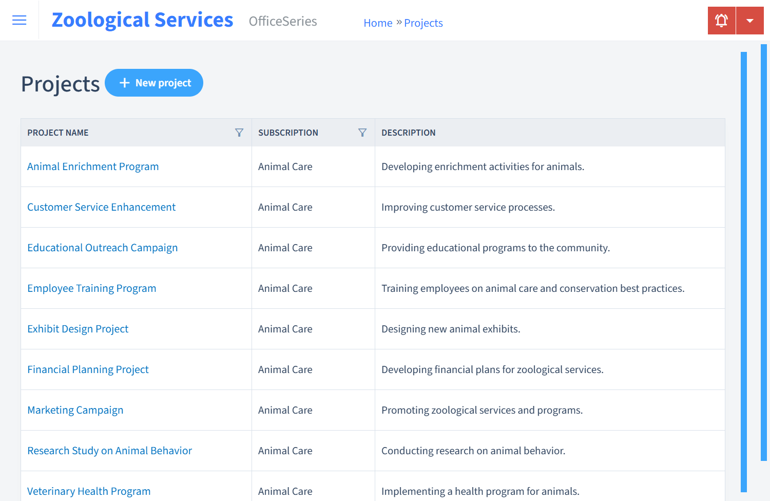 Zoological Services Timesheet Projects